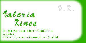 valeria kincs business card